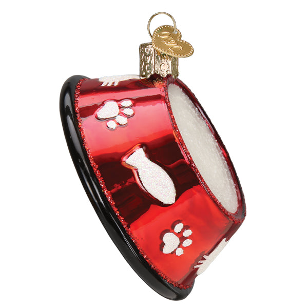Old World Christmas Kitty Bowl Ornament - hand-blown glass Christmas tree ornament (view 5)