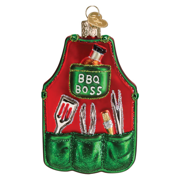 Old World Christmas BBQ Apron Ornament - hand-blown glass Christmas tree ornament (view 3)