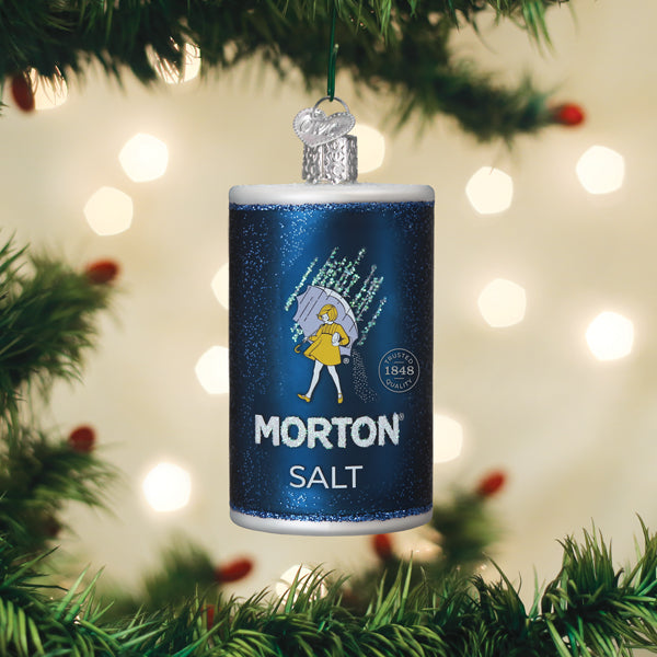 Old World Christmas Morton Salt Canister Ornament - hand-blown glass Christmas tree ornament