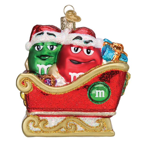 Old World Christmas M&M'S In Sleigh Ornament - hand-blown glass Christmas tree ornament (view 3)