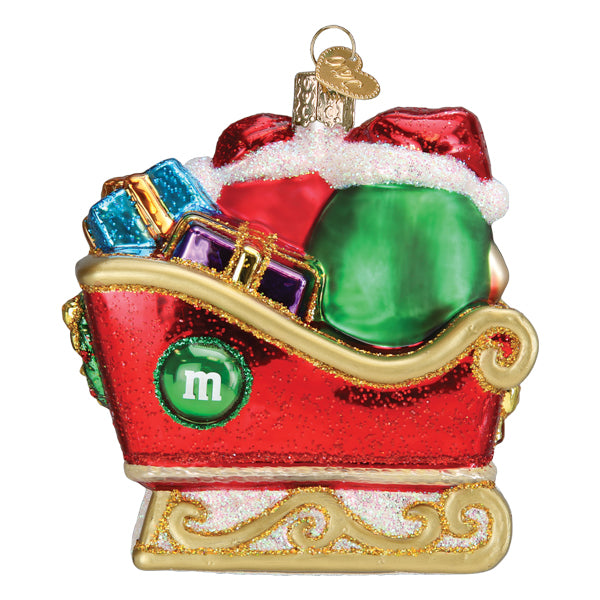 Old World Christmas M&M'S In Sleigh Ornament - hand-blown glass Christmas tree ornament (view 4)