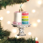 Old World Christmas Cake On Stand Ornament - hand-blown glass Christmas tree ornament