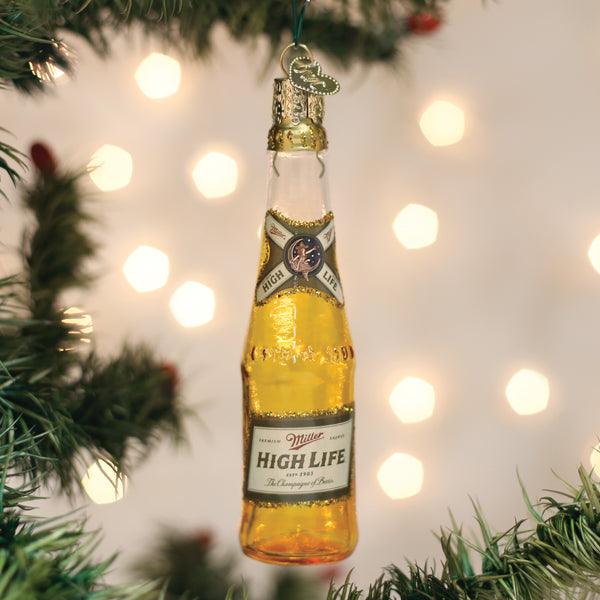 Old World Christmas Miller High Life Bottle Ornament - hand-blown glass Christmas tree ornament