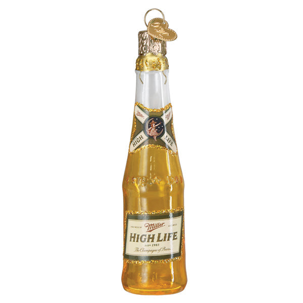 Old World Christmas Miller High Life Bottle Ornament - hand-blown glass Christmas tree ornament (view 3)