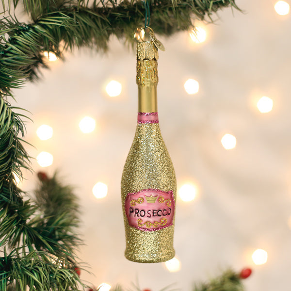 Old World Christmas Prosecco Bottle Ornament - hand-blown glass Christmas tree ornament