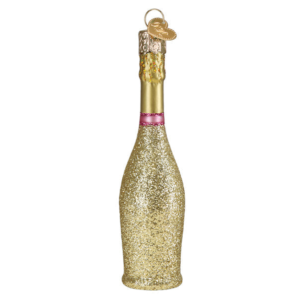 Old World Christmas Prosecco Bottle Ornament - hand-blown glass Christmas tree ornament (view 4)
