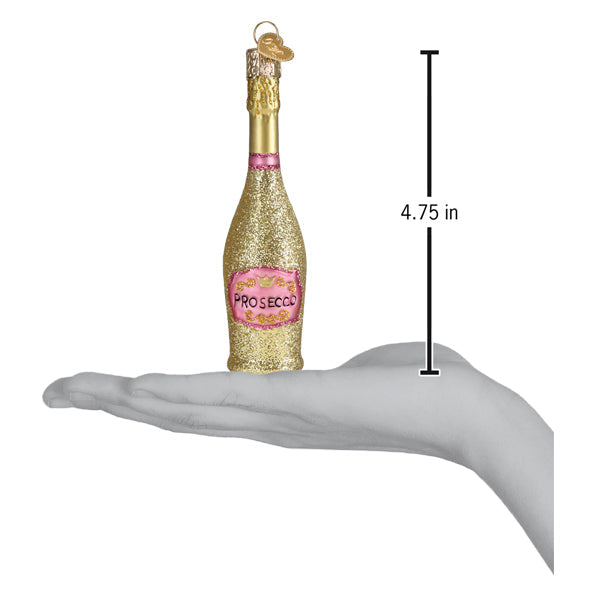 Old World Christmas Prosecco Bottle Ornament - hand-blown glass Christmas tree ornament (view 6)