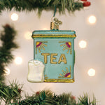 Old World Christmas Tea Tin Ornament - hand-blown glass Christmas tree ornament