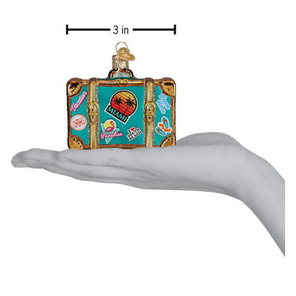 Old World Christmas Miami Suitcase Ornament - hand-blown glass Christmas tree ornament (view 6)