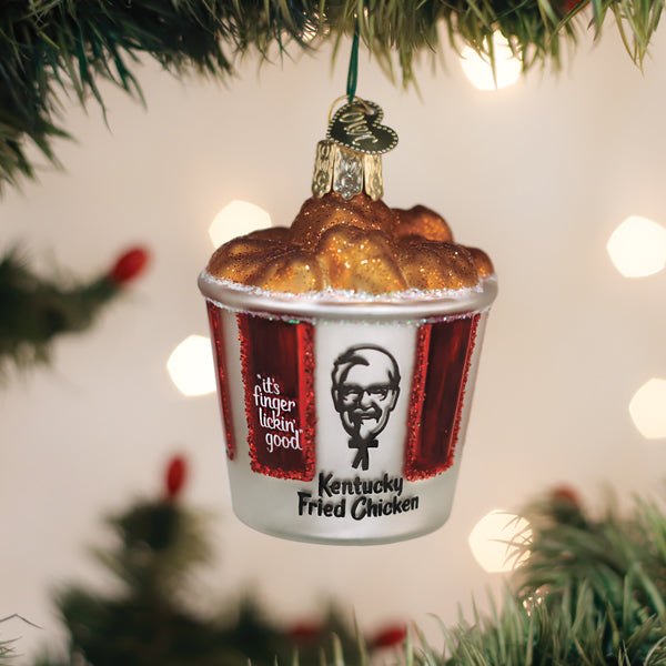 Old World Christmas KFC Bucket Of Chicken Ornament - hand-blown glass Christmas tree ornament