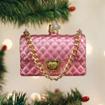 Old World Christmas Quilted Purse Ornament - hand-blown glass Christmas tree ornament