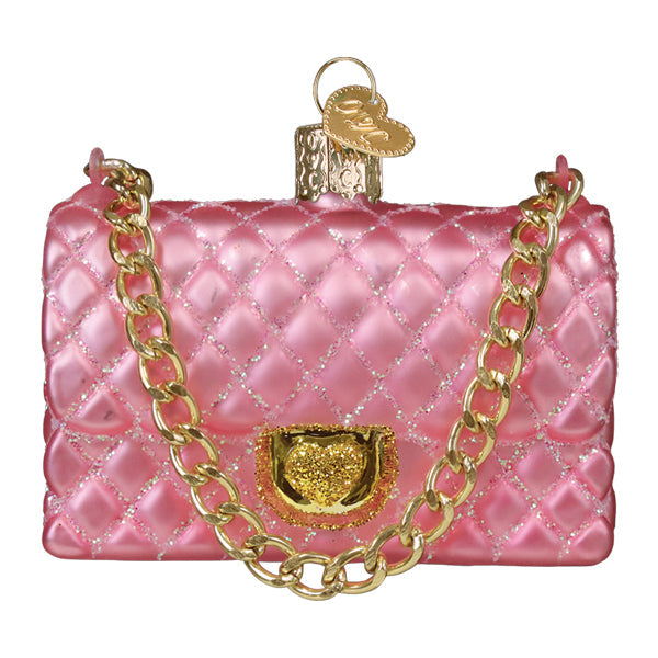 Old World Christmas Quilted Purse Ornament - hand-blown glass Christmas tree ornament (view 3)
