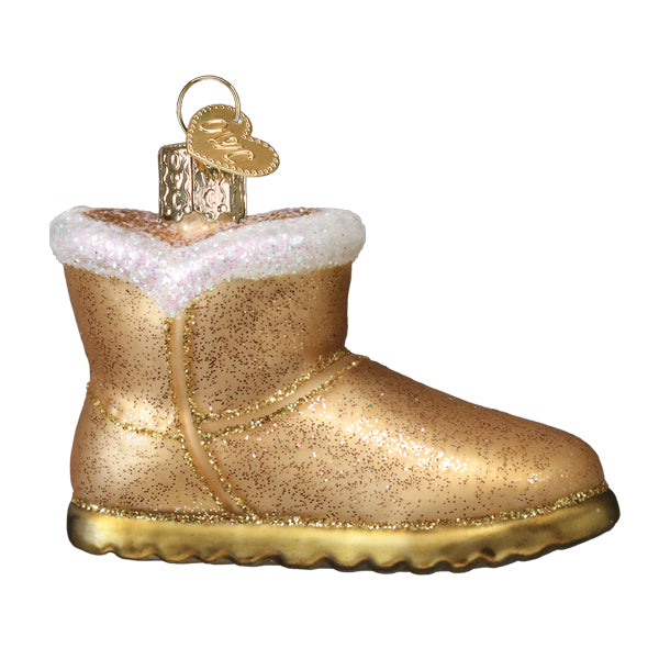 Old World Christmas Sheepskin Boot Ornament - hand-blown glass Christmas tree ornament (view 3)