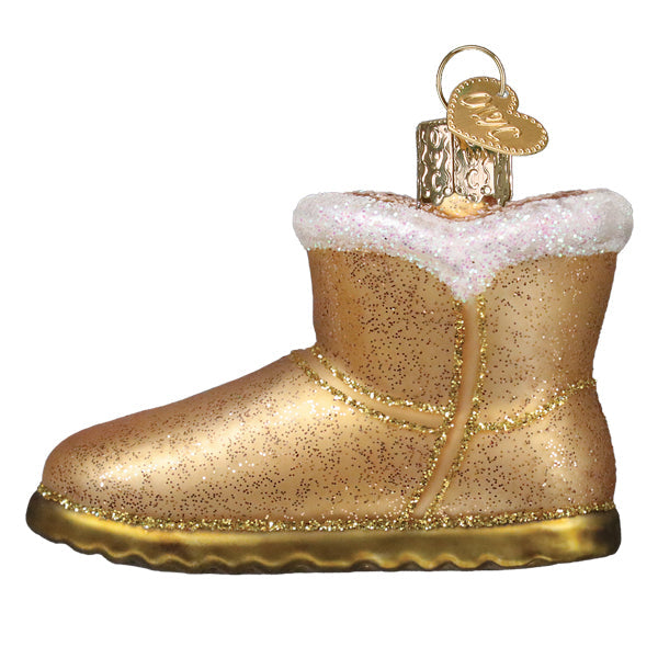 Old World Christmas Sheepskin Boot Ornament - hand-blown glass Christmas tree ornament (view 4)