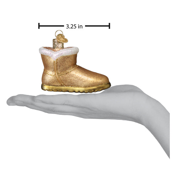 Old World Christmas Sheepskin Boot Ornament - hand-blown glass Christmas tree ornament (view 6)