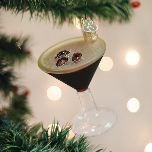 Old World Christmas Espresso Martini Ornament - hand-blown glass Christmas tree ornament
