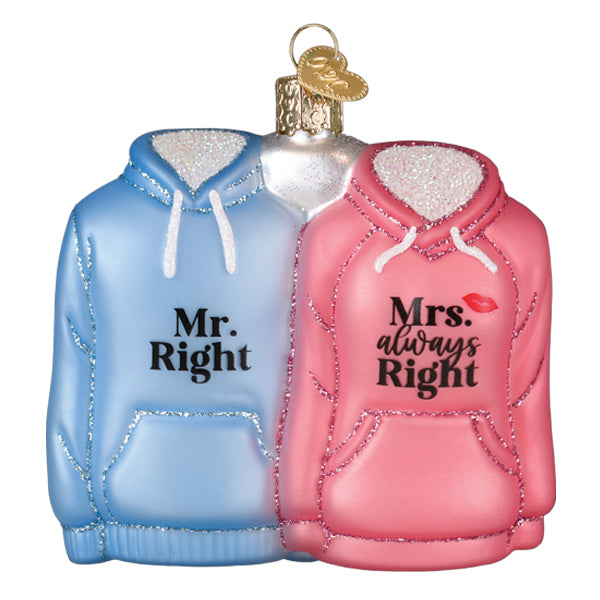 Old World Christmas Mr. & Mrs. Hoodies Ornament - hand-blown glass Christmas tree ornament (view 2)