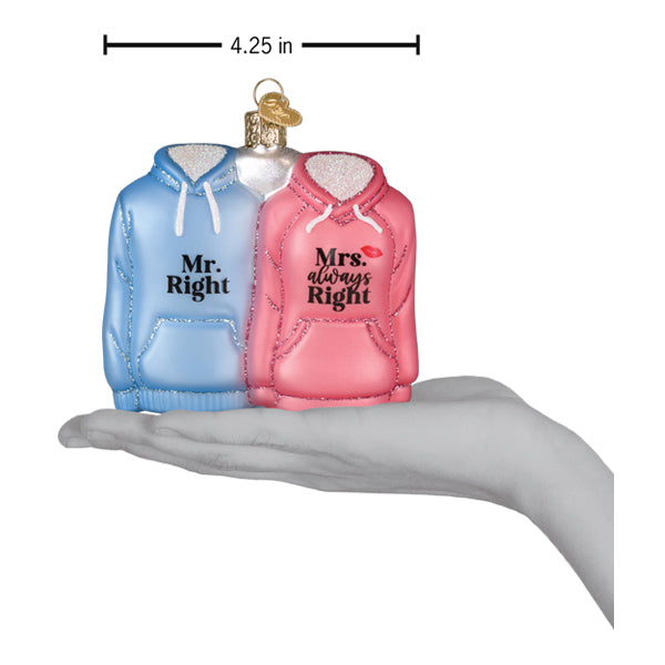 Old World Christmas Mr. & Mrs. Hoodies Ornament - hand-blown glass Christmas tree ornament (view 5)