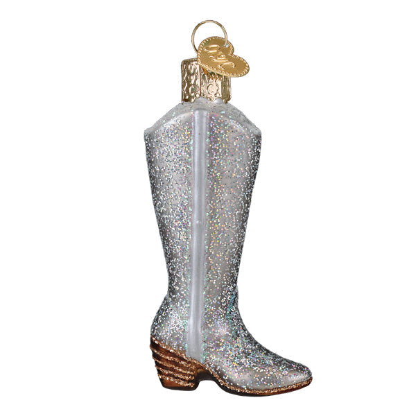 Old World Christmas Glittered Boot Ornament - hand-blown glass Christmas tree ornament (view 2)