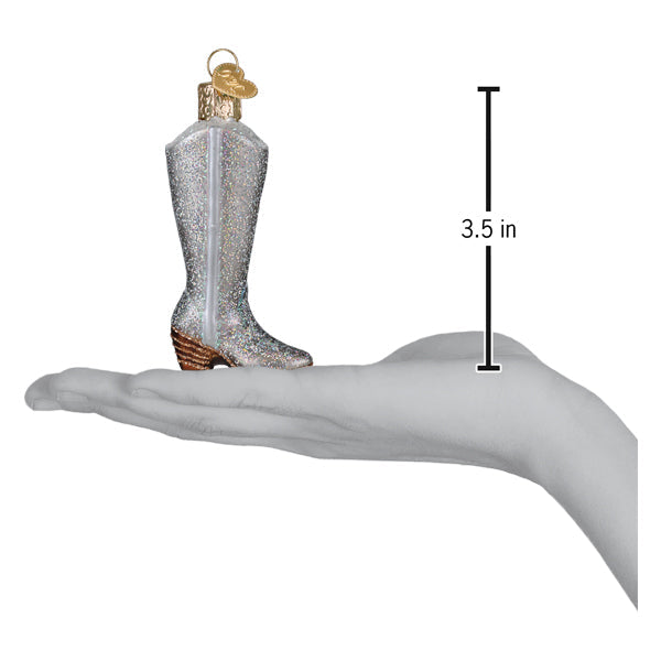 Old World Christmas Glittered Boot Ornament - hand-blown glass Christmas tree ornament (view 5)