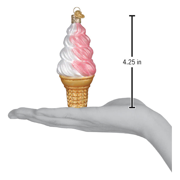 Old World Christmas Strawberry Swirl Soft Serve Ornament - hand-blown glass Christmas tree ornament (view 5)