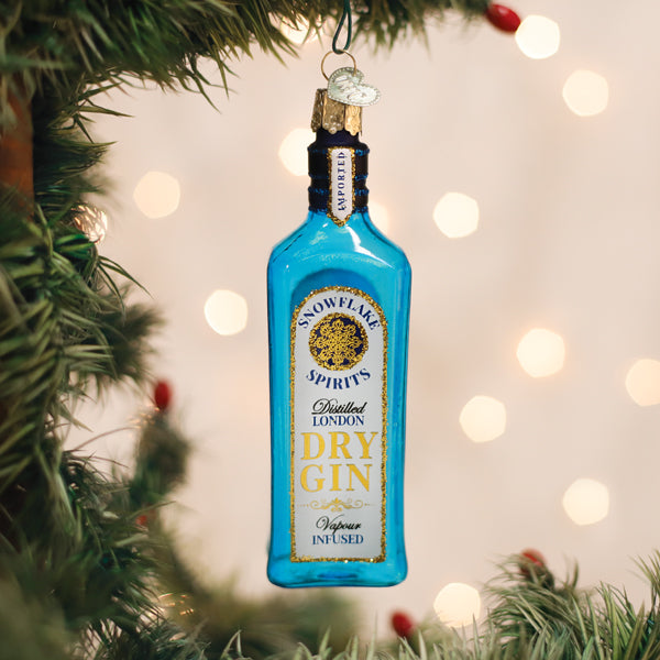 Old World Christmas Gin Bottle Ornament - hand-blown glass Christmas tree ornament