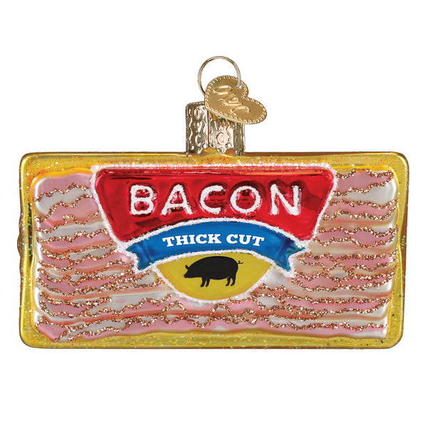 Old World Christmas Pack Of Bacon Ornament - hand-blown glass Christmas tree ornament (view 2)