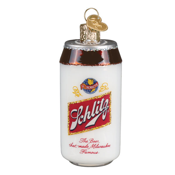 Old World Christmas Schlitz Beer Can Ornament - hand-blown glass Christmas tree ornament (view 3)