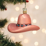 Old World Christmas Cowgirl Hat Ornament - hand-blown glass Christmas tree ornament