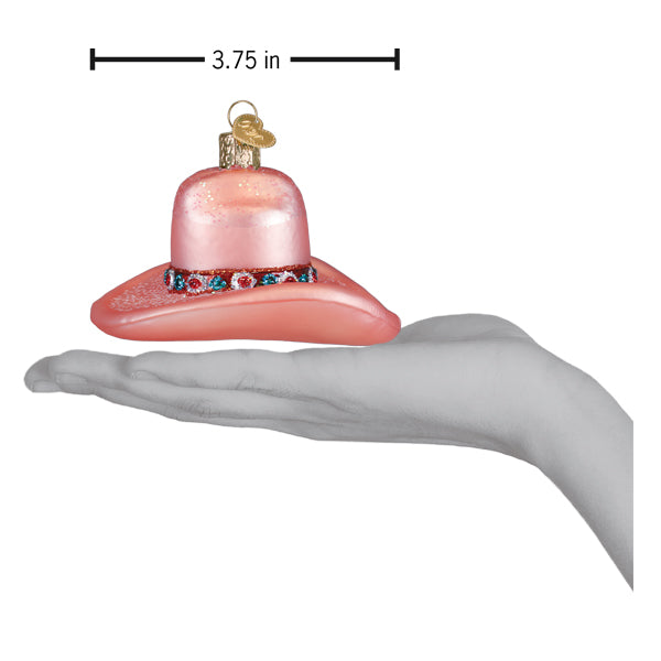 Old World Christmas Cowgirl Hat Ornament - hand-blown glass Christmas tree ornament (view 5)