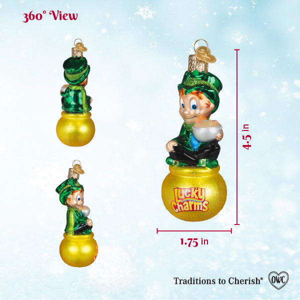 Old World Christmas Lucky The Leprechaun Ornament - hand-blown glass Christmas tree ornament (view 5)