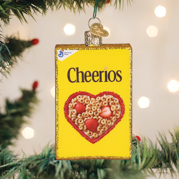 Old World Christmas Cheerios Box Ornament - hand-blown glass Christmas tree ornament