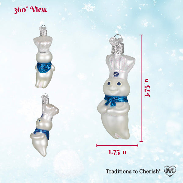 Old World Christmas Pillsbury Doughboy Ornament - hand-blown glass Christmas tree ornament (view 5)