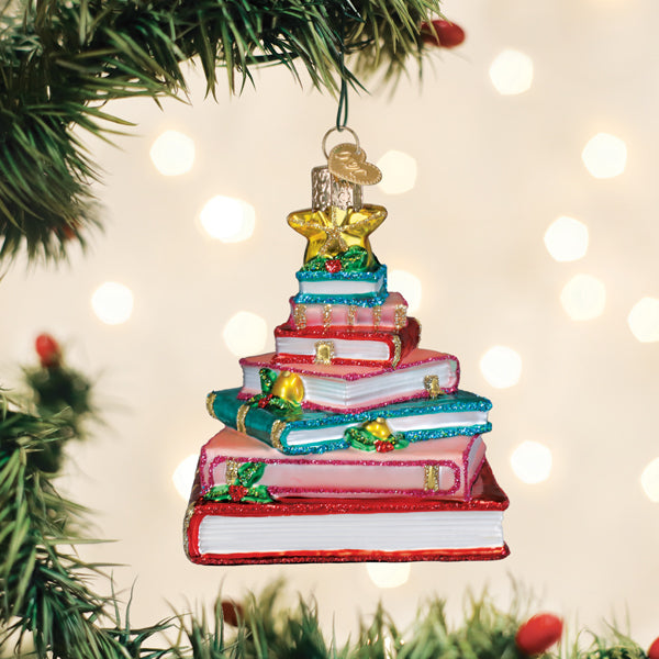 Old World Christmas Book Club Tree Ornament - hand-blown glass Christmas tree ornament