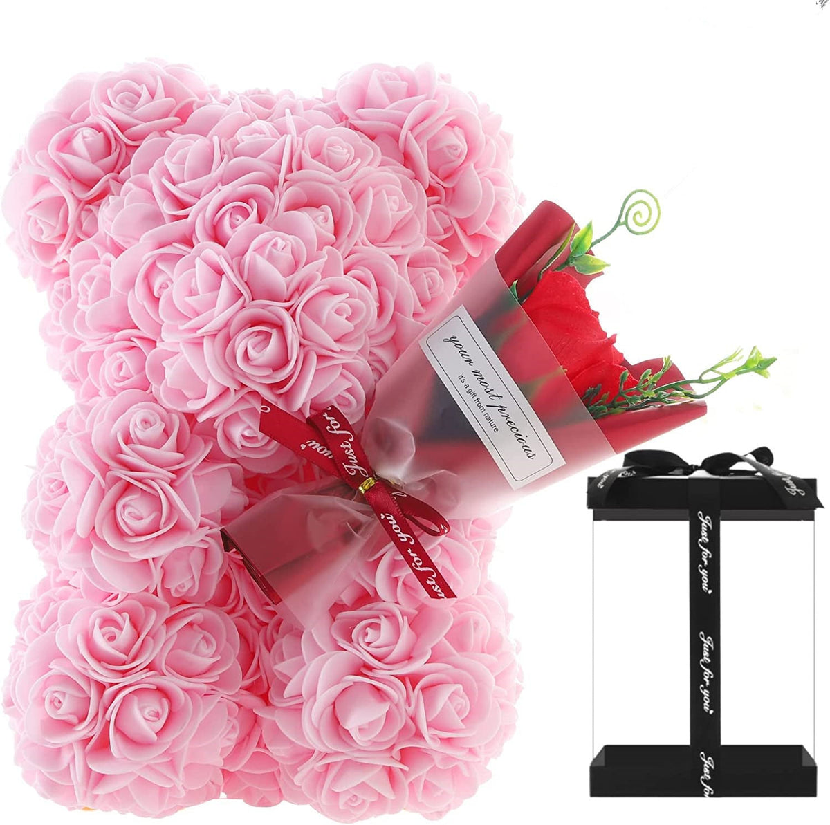 Rose Bear Preserved Fresh Flower Valentine's Day Birthday Gift - Cindi Book