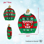 Old World Christmas Yippee Ki Yay Sweater Ornament - hand-blown glass Christmas tree ornament (view 6)