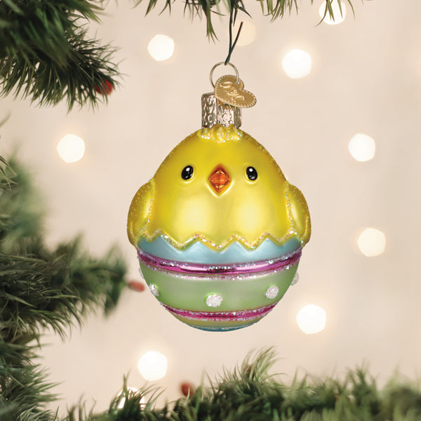 Old World Christmas Chick In Easter Egg Ornament - hand-blown glass Christmas tree ornament