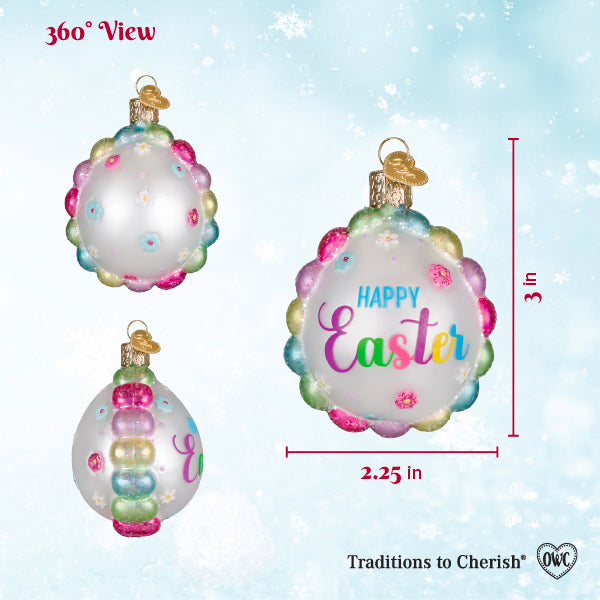 Old World Christmas Scalloped Easter Egg Ornament - hand-blown glass Christmas tree ornament (view 6)