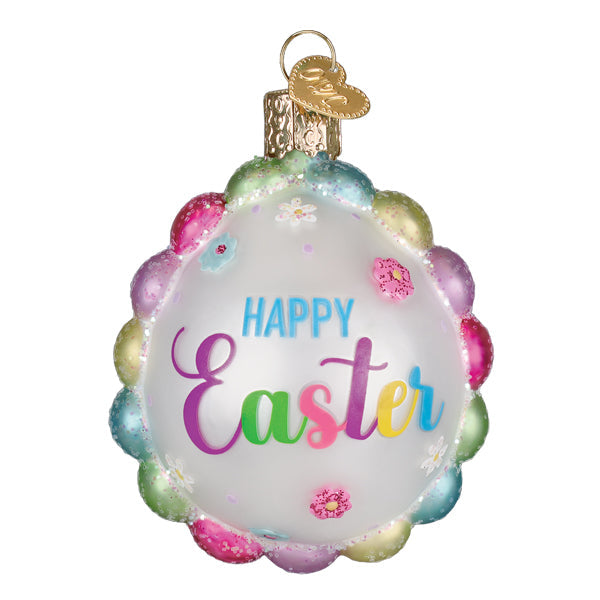 Old World Christmas Scalloped Easter Egg Ornament - hand-blown glass Christmas tree ornament (view 2)