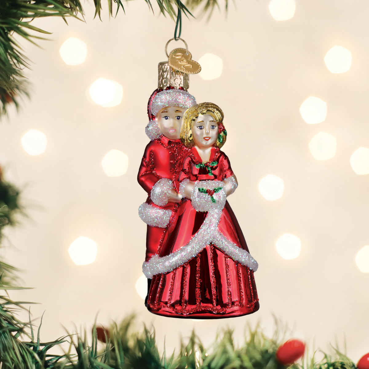 Old World Christmas Dreaming Of Snowfall Ornament - hand-blown glass Christmas tree ornament