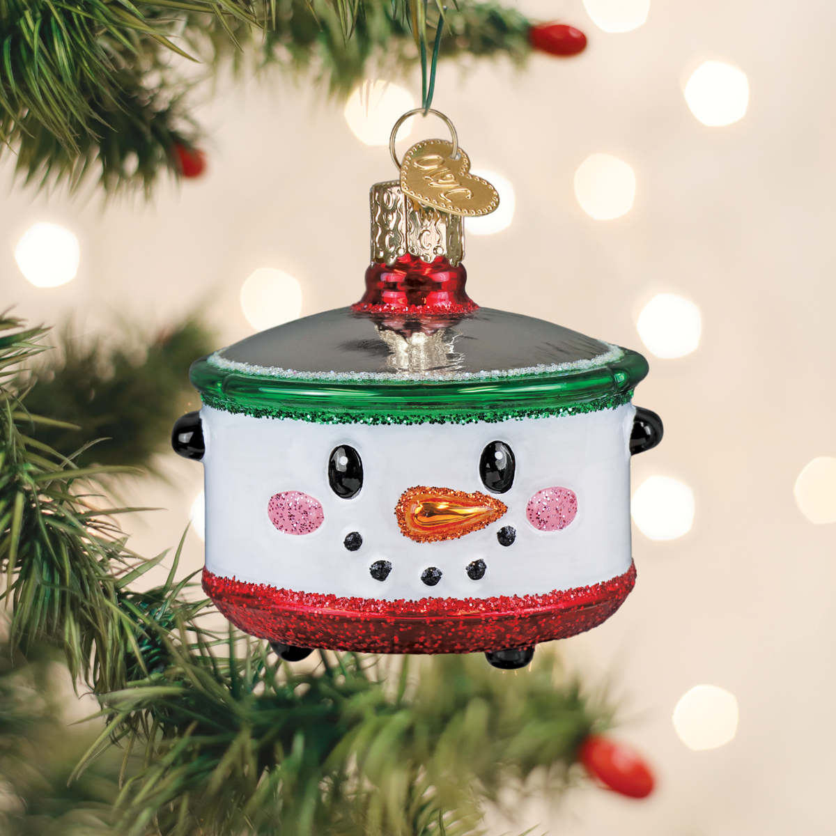 Old World Christmas Snowman Slow Cooker Ornament - hand-blown glass Christmas tree ornament