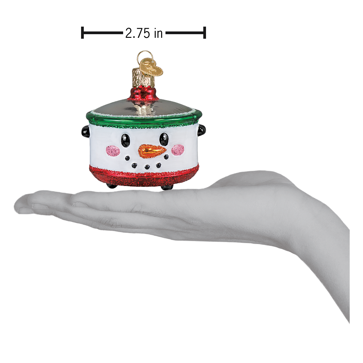 Old World Christmas Snowman Slow Cooker Ornament - hand-blown glass Christmas tree ornament (view 5)