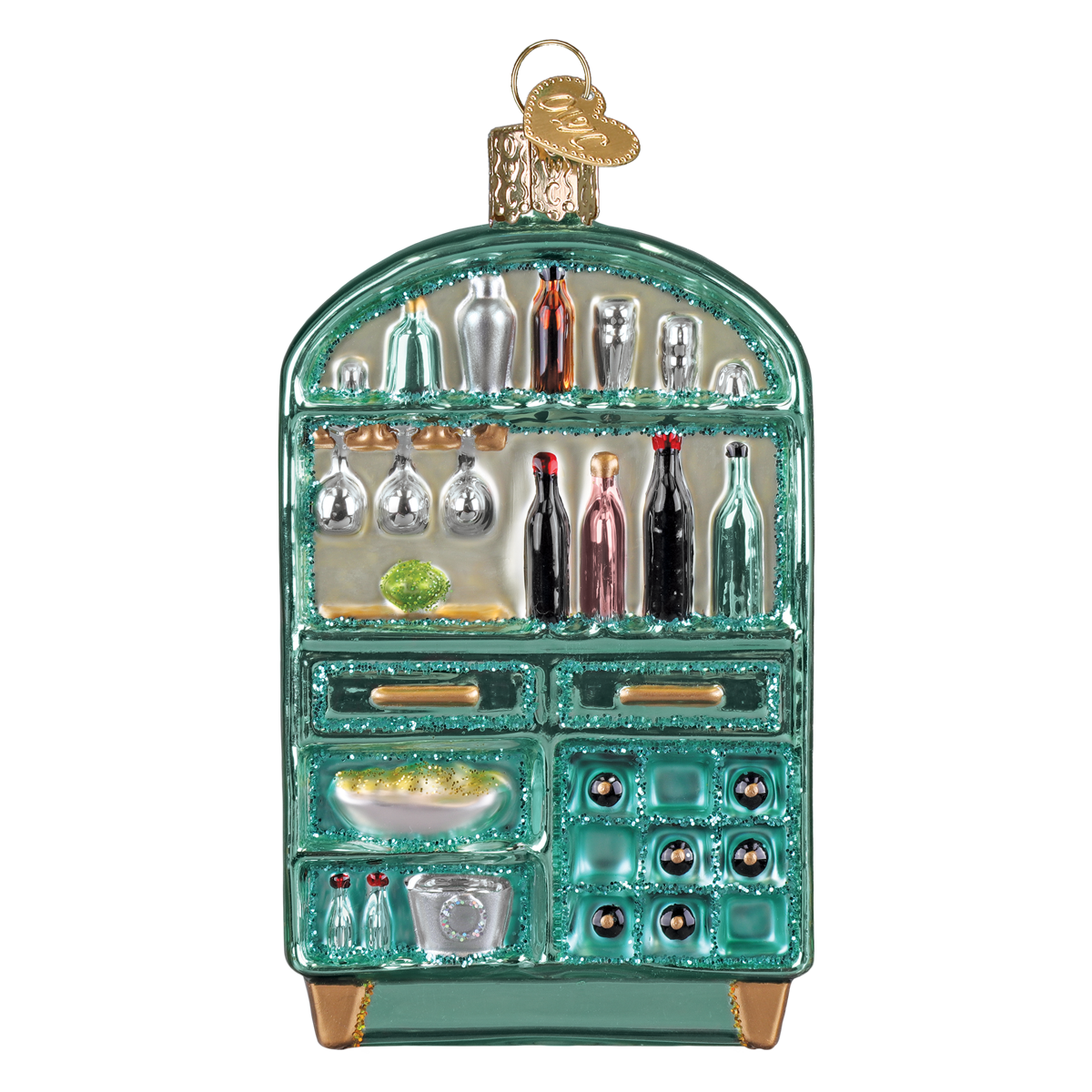 Old World Christmas Cabinet Of Cheers Ornament - hand-blown glass Christmas tree ornament (view 2)