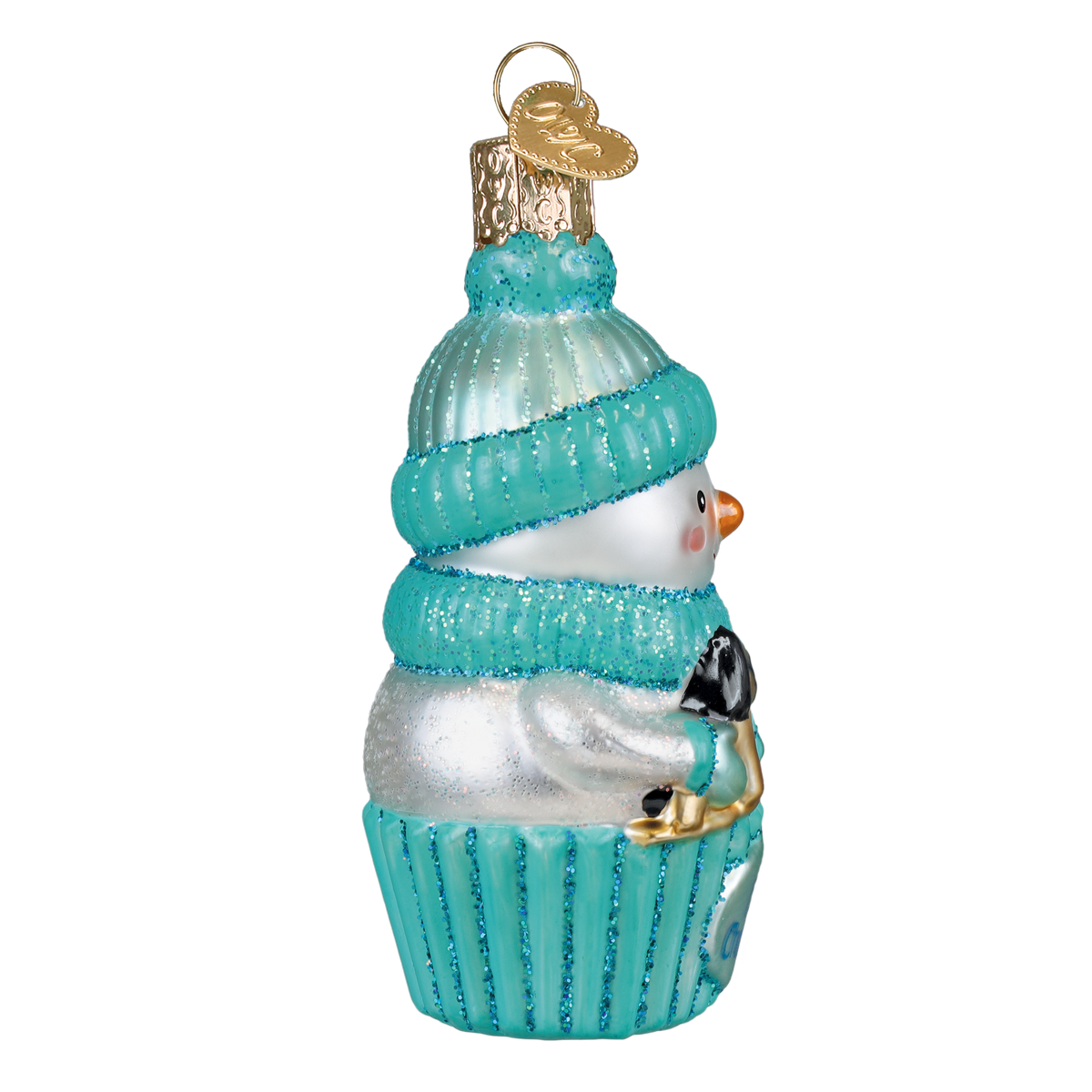 Old World Christmas Snow Baby Cupcake Boy Ornament - hand-blown glass Christmas tree ornament (view 4)