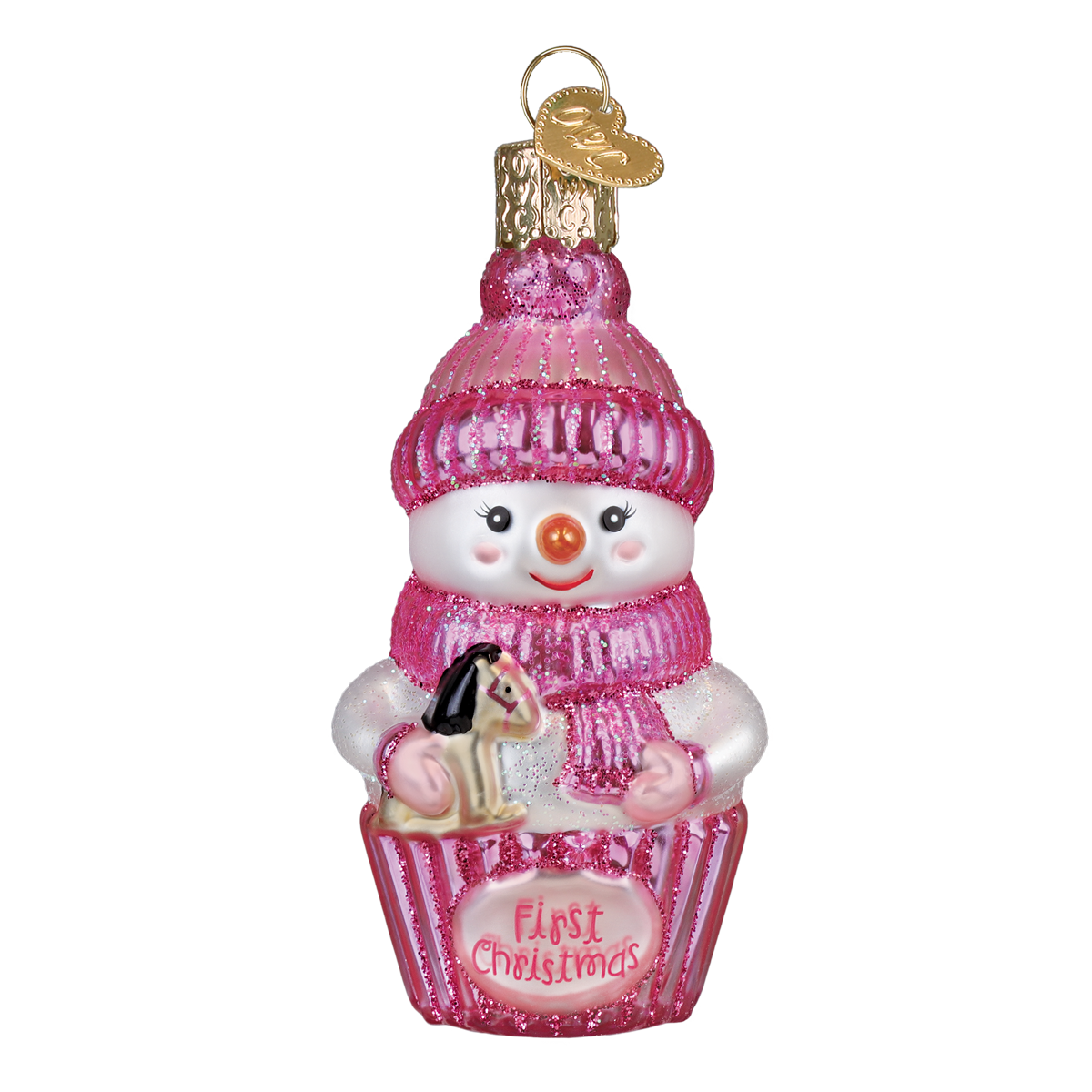 Old World Christmas Snow Baby Cupcake Girl Ornament - hand-blown glass Christmas tree ornament (view 2)
