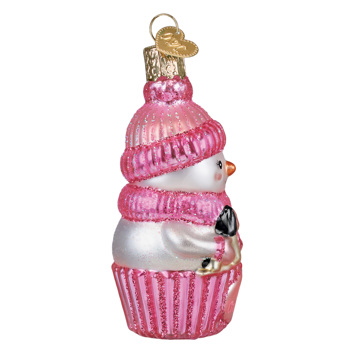 Old World Christmas Snow Baby Cupcake Girl Ornament - hand-blown glass Christmas tree ornament (view 4)