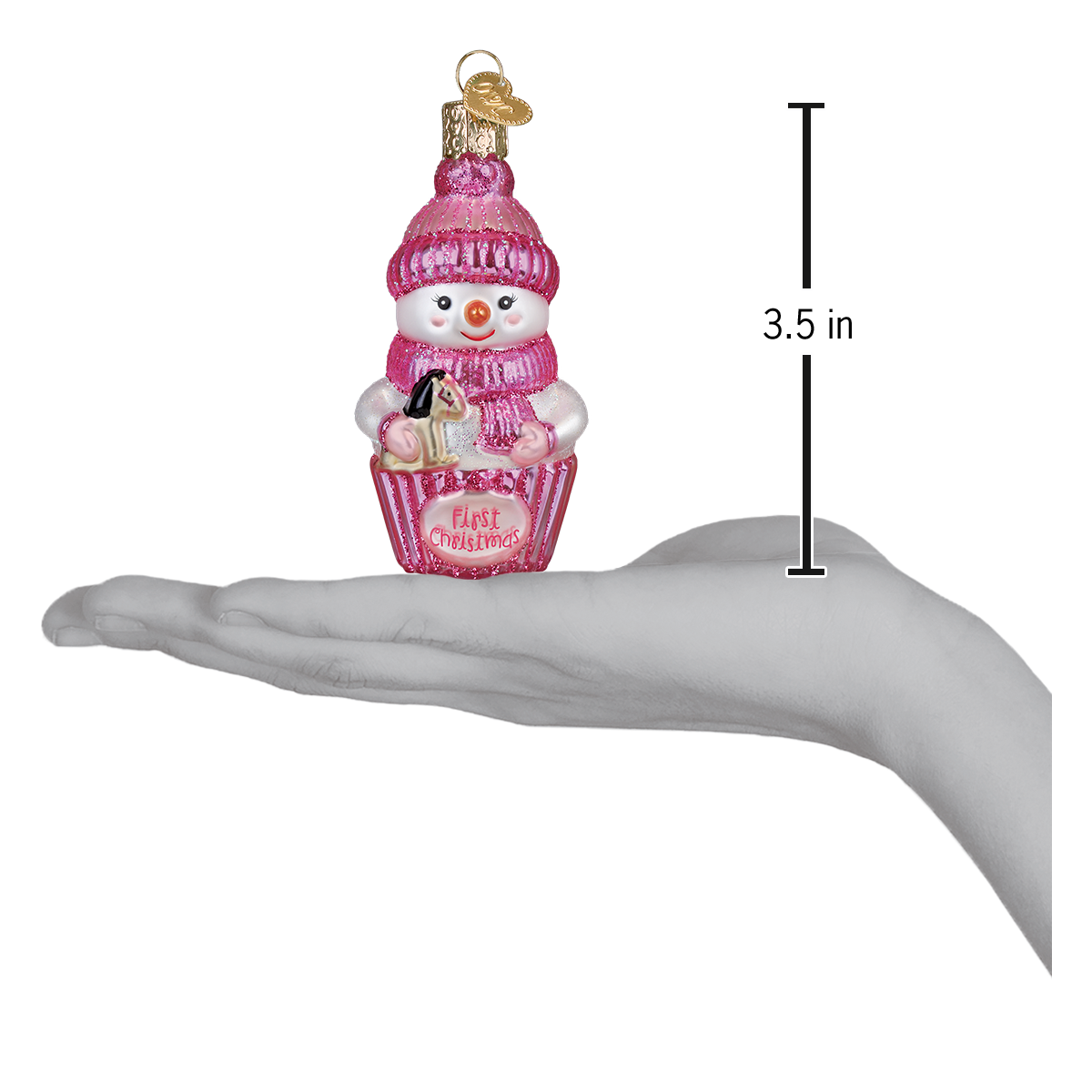 Old World Christmas Snow Baby Cupcake Girl Ornament - hand-blown glass Christmas tree ornament (view 5)