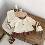 Baby Dot Yarn Ruffled Knitted Cardigan Coat Knitted Bell-bottom Pants - Cindi Book