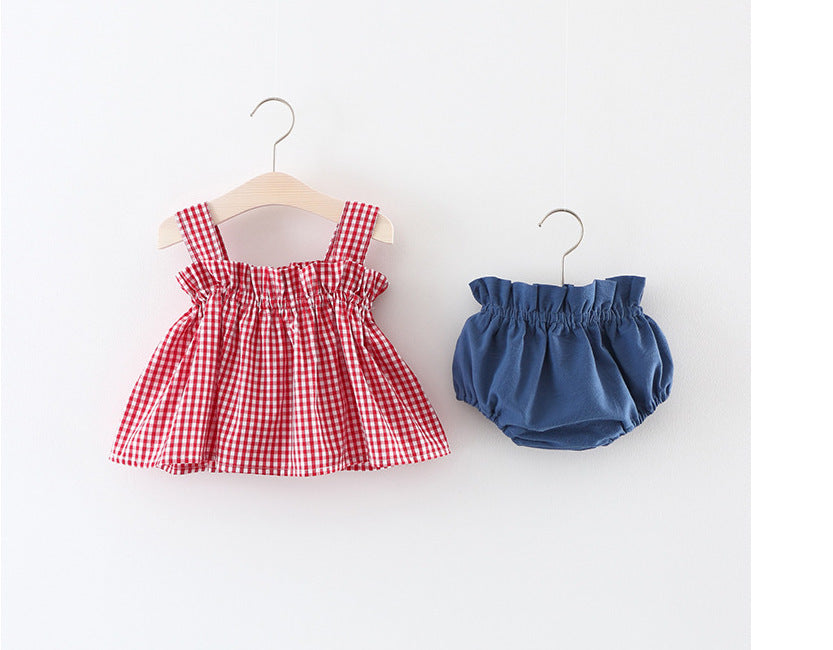 Plaid Suspenders Butt Clothes Trendy Two-piece Suit - Cindi Book