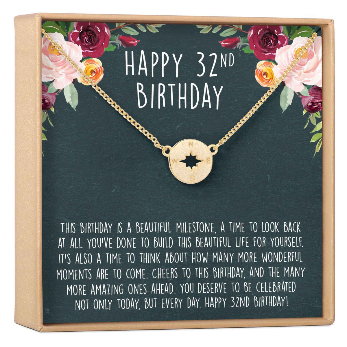 32nd Birthday Necklace, Multiple Styles